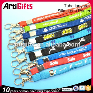 White color flat polyester lanyards with printed logo